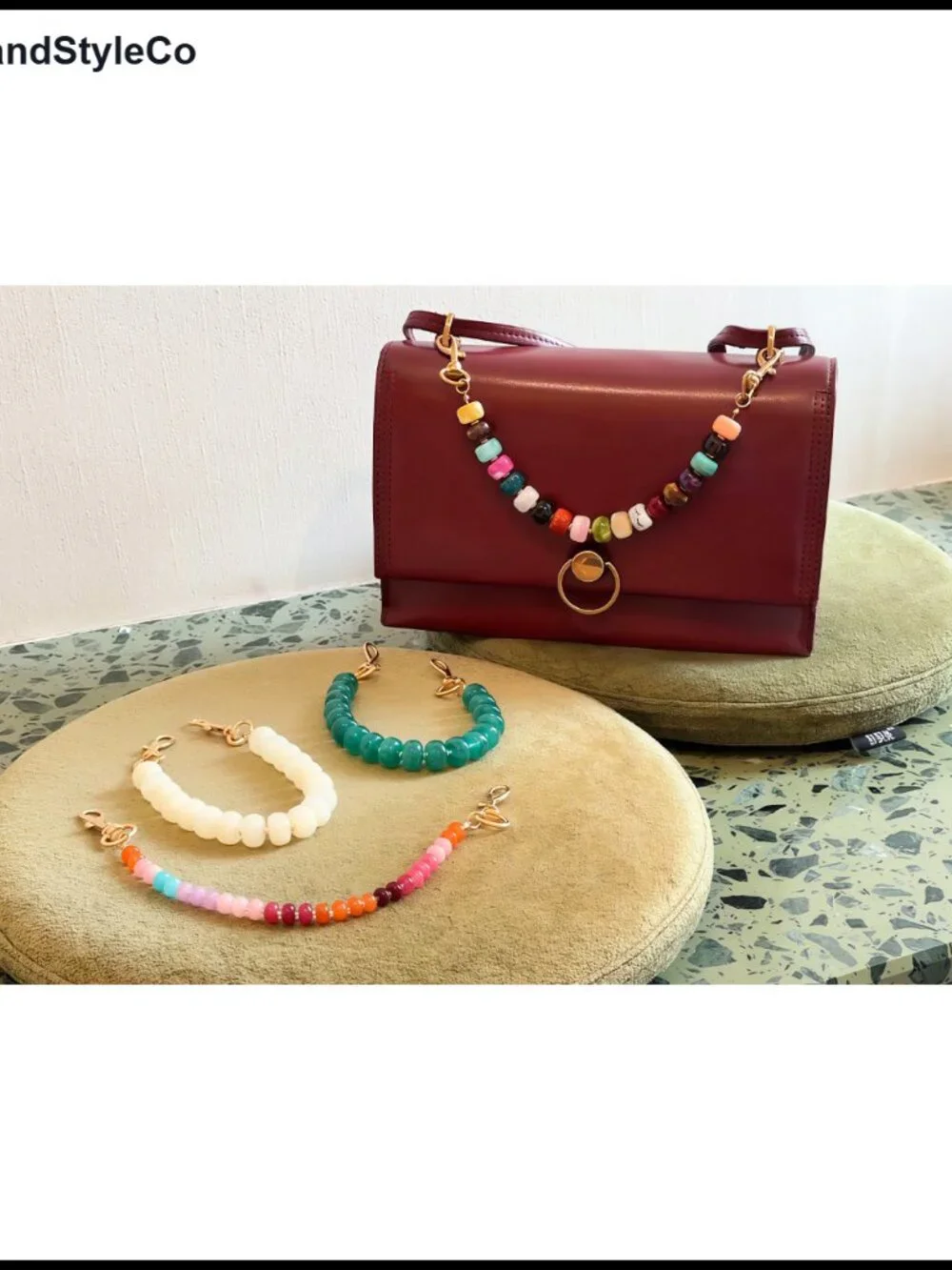 Colorful Beaded Choker Bag Chain Charm Boho Resin Bead Gift